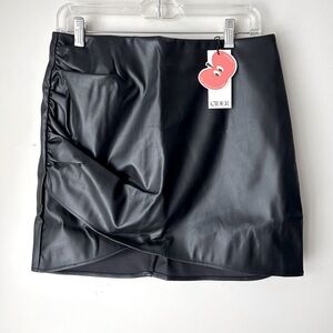 Cider Black Faux Leather Mini Skirt Large NWT